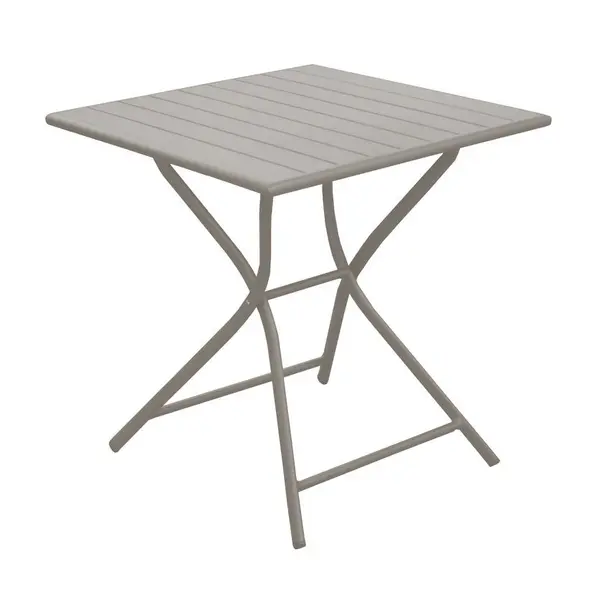 Guéridon pliant Globe en aluminium/lattes - 70 x 70 cm - crème - PROLOISIRS