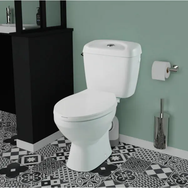 Pack WC à poser sans bride vortex double chasse 3/6 L TORNEO - H. 72 x L. 36 x P. 64,5 cm