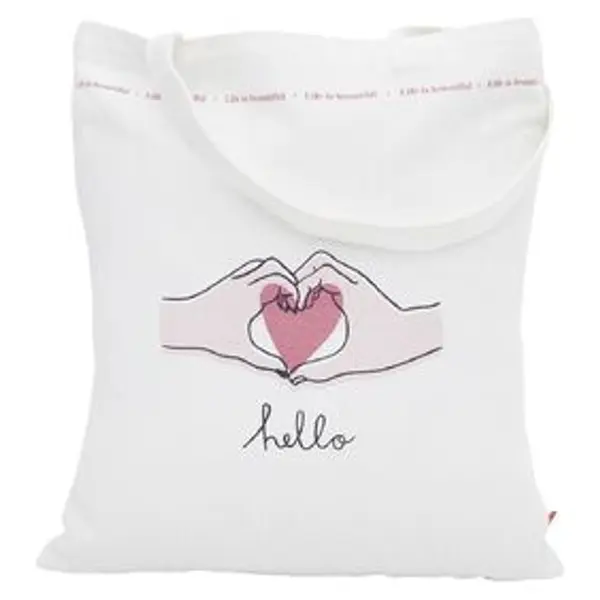 Coffret mug 330ml et tote bag coeur blanc et rose