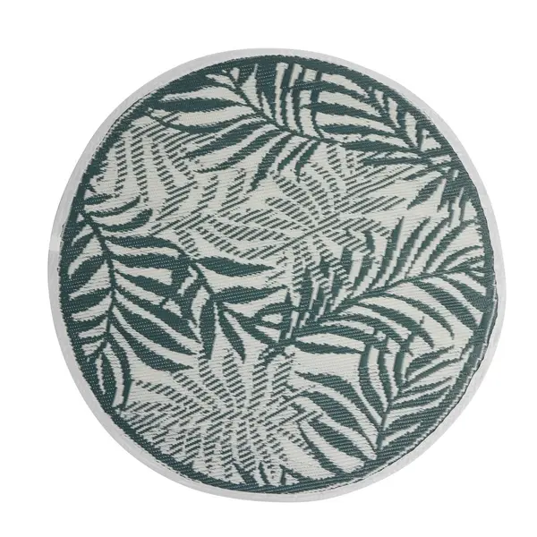 Tapis d'extérieur India rond motif feuillage vert Ø180 cm